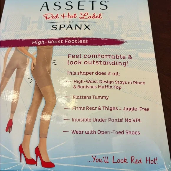 Spanx Red Hot Label Assets Size 5/E High Waist  Footless New in Package - Picture 3 of 7
